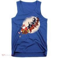 Santa Claus On Christmas Sleigh Pulled By Reindeer Gift Tank Top thumb 0