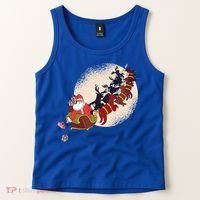 Santa Claus On Christmas Sleigh Pulled By Reindeer Gift Tank Top thumb 2