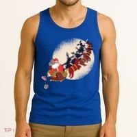 Santa Claus On Christmas Sleigh Pulled By Reindeer Gift Tank Top thumb 3