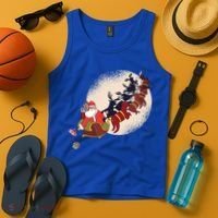 Santa Claus On Christmas Sleigh Pulled By Reindeer Gift Tank Top thumb 4