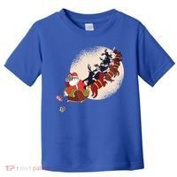 Santa Claus On Christmas Sleigh Pulled By Reindeer Gift Toddler T-Shirt thumb 0