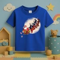 Santa Claus On Christmas Sleigh Pulled By Reindeer Gift Toddler T-Shirt thumb 3