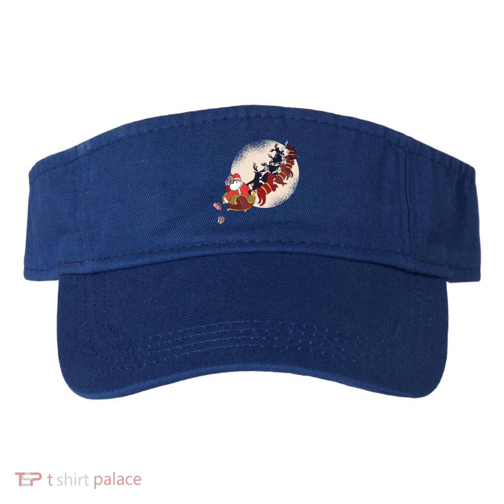 Santa Claus On Christmas Sleigh Pulled By Reindeer Gift Visor