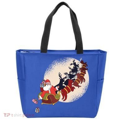 Santa Claus On Christmas Sleigh Pulled By Reindeer Gift Tote Bag