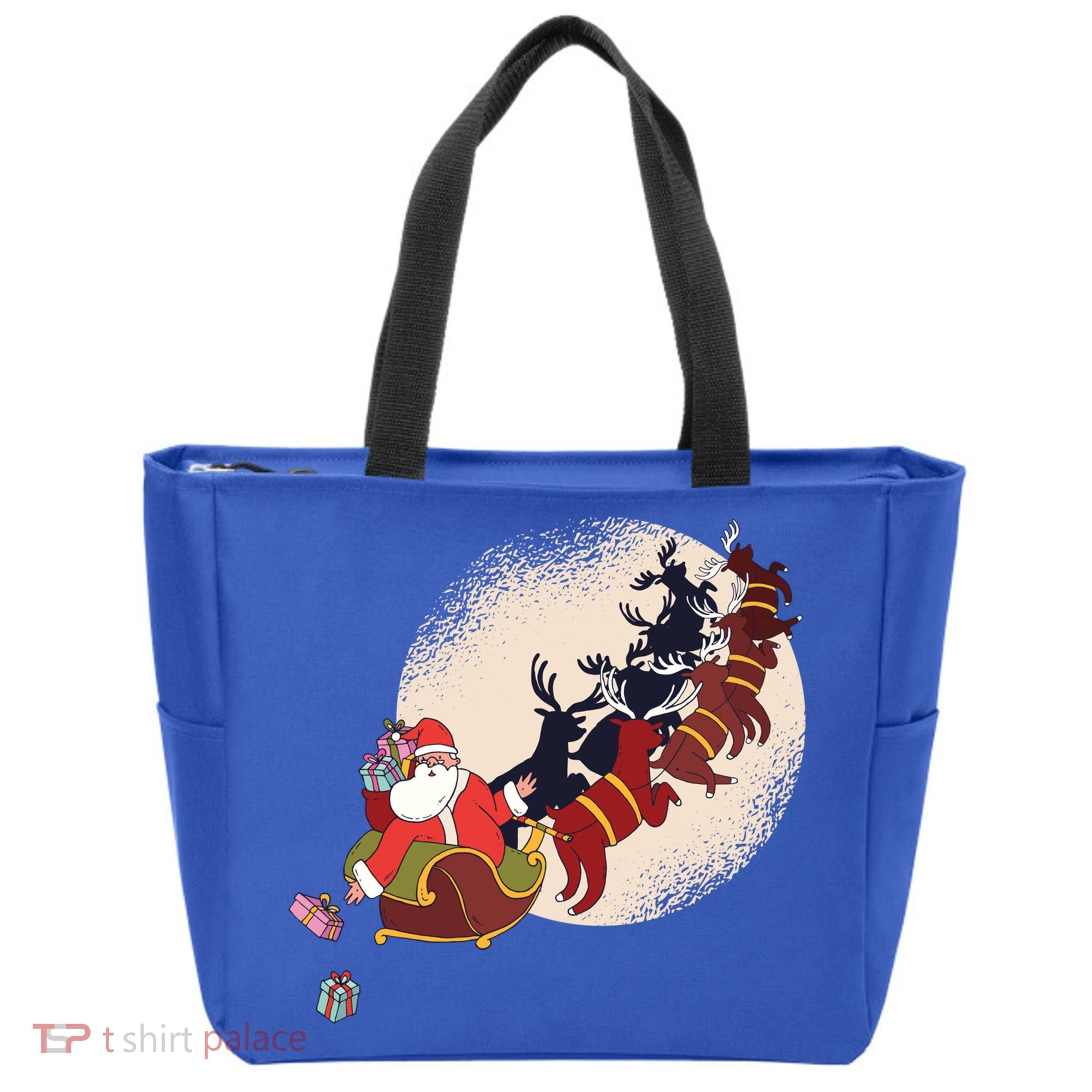 Santa Claus On Christmas Sleigh Pulled By Reindeer Gift Tote Bag