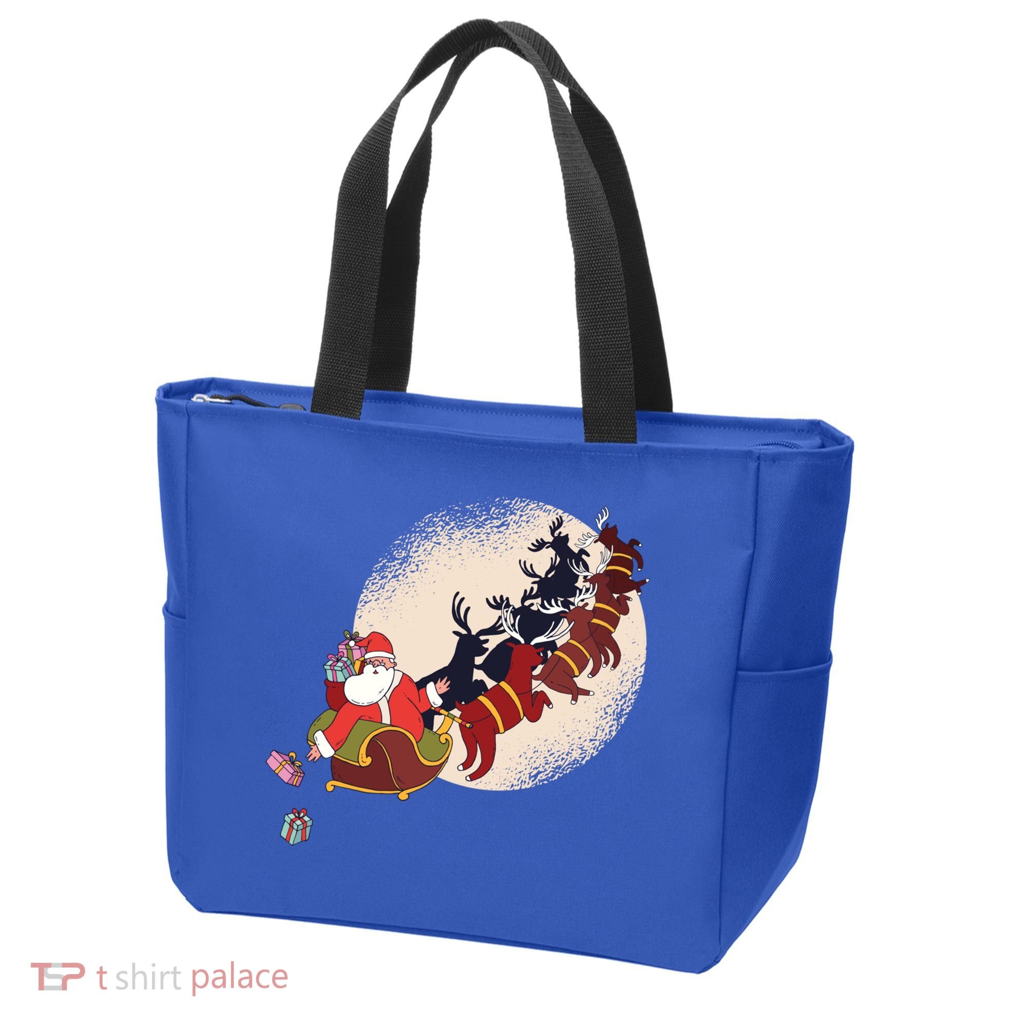 Santa Claus On Christmas Sleigh Pulled By Reindeer Gift Tote Bag