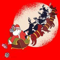Santa Claus On Christmas Sleigh Pulled By Reindeer Gift Santa Hat thumb 1