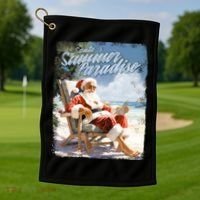 Santa Chillin On The Beach Summer Paradise Golf Towel thumb 1
