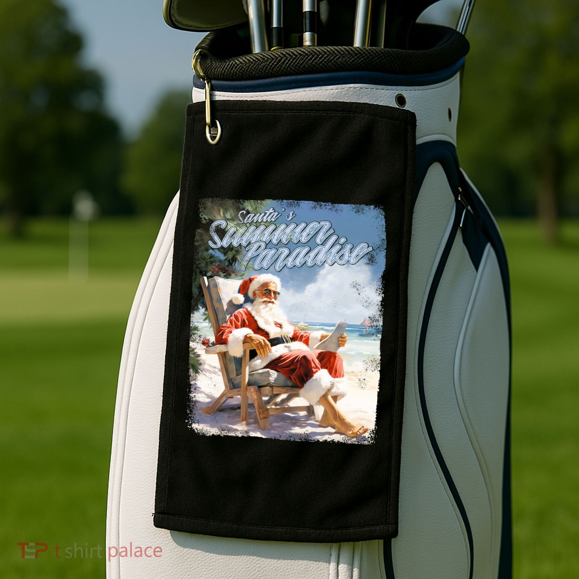 Santa Chillin On The Beach Summer Paradise Golf Towel