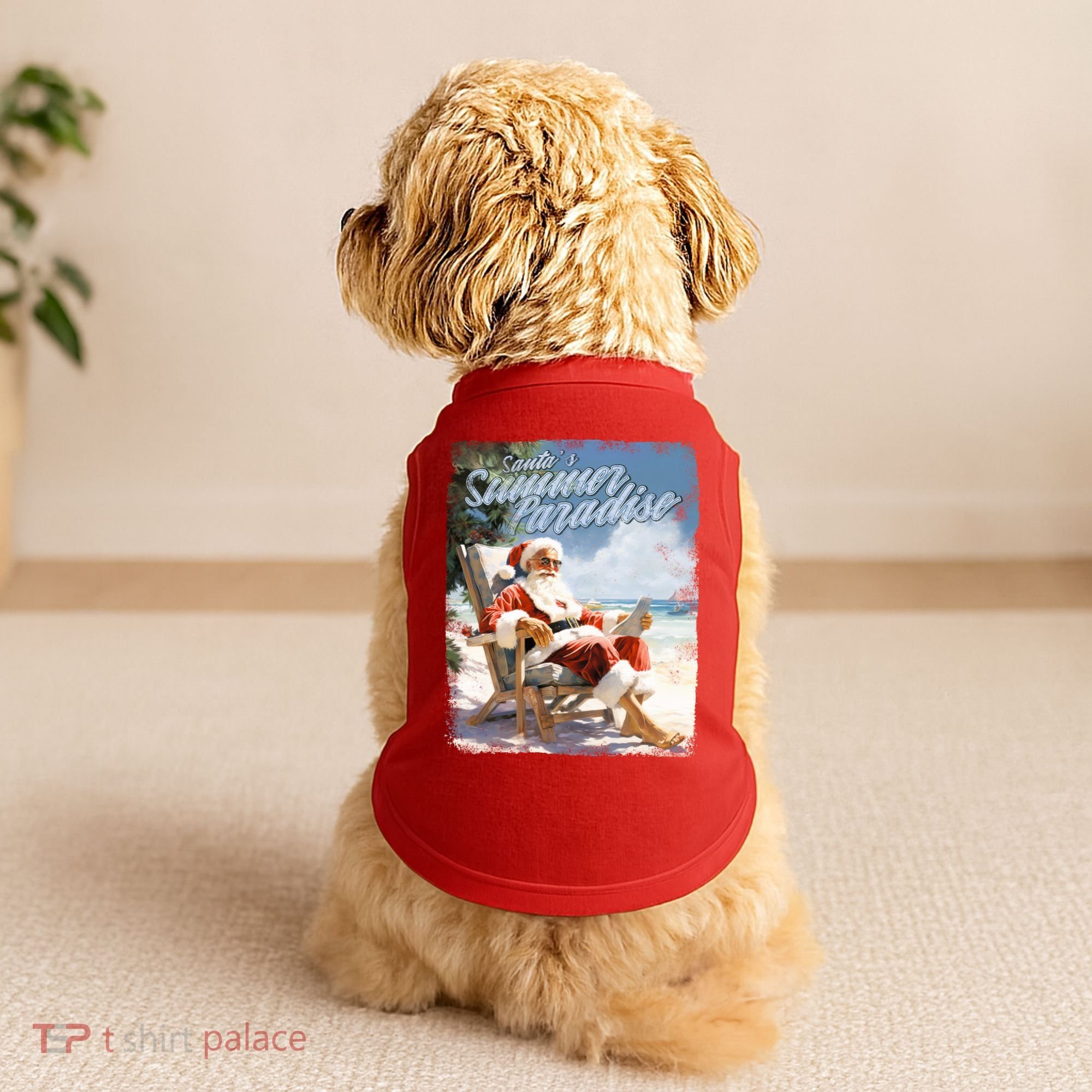 Santa Chillin On The Beach Summer Paradise Doggie Tank