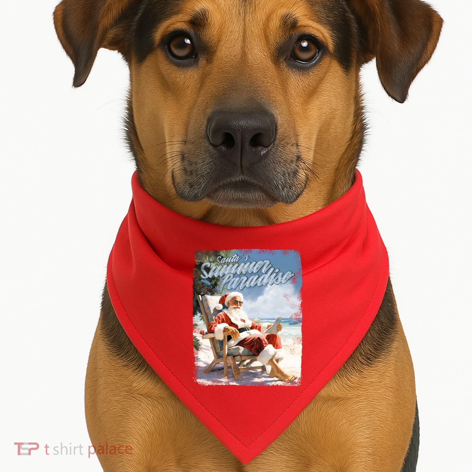 Santa Chillin On The Beach Summer Paradise USA-Made Doggie Bandana