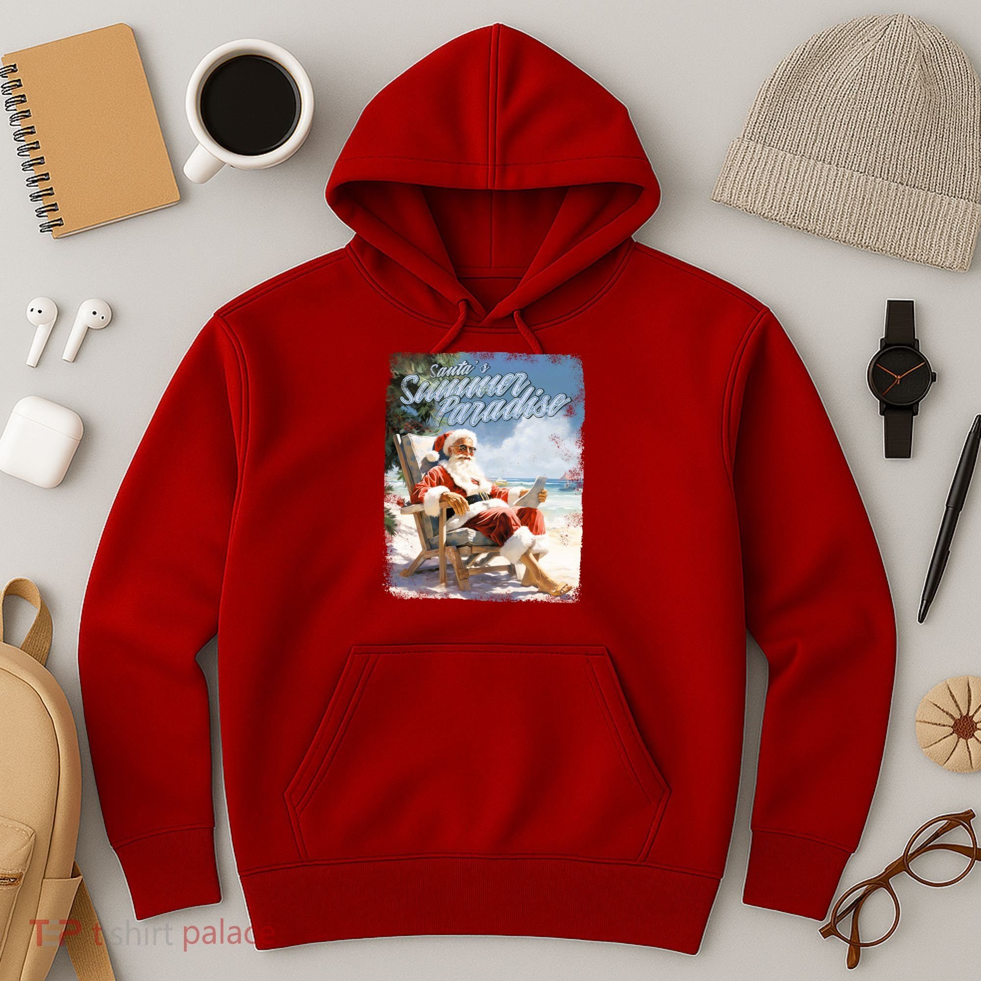 Santa Chillin On The Beach Summer Paradise Hoodie