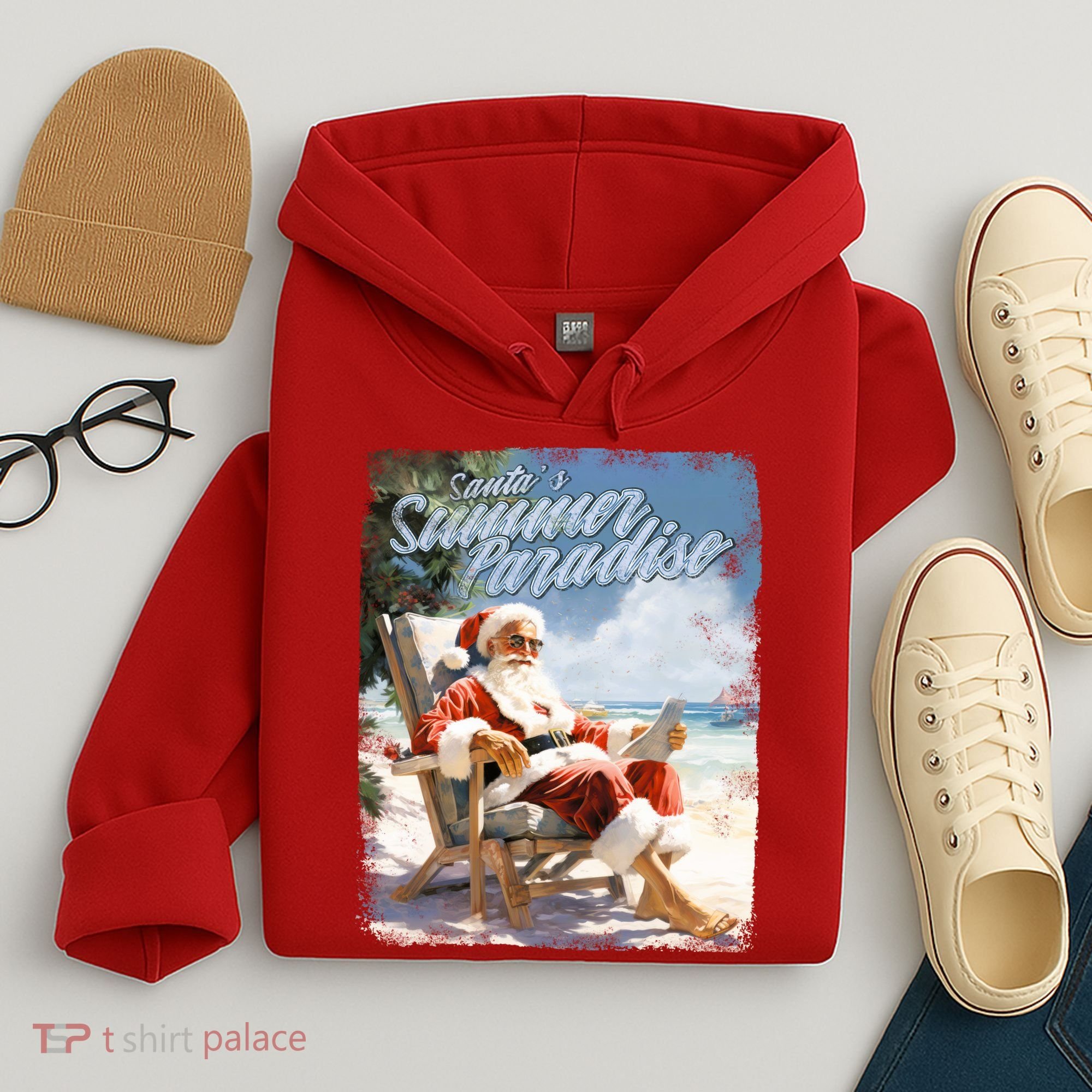 Santa Chillin On The Beach Summer Paradise Hoodie