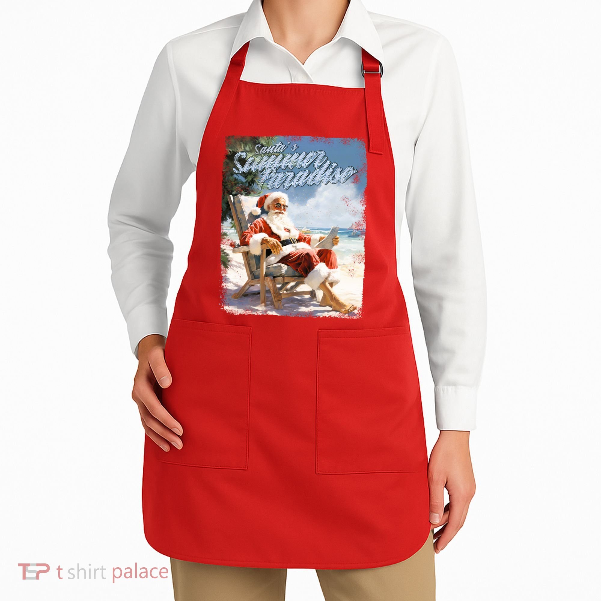 Santa Chillin On The Beach Summer Paradise Apron