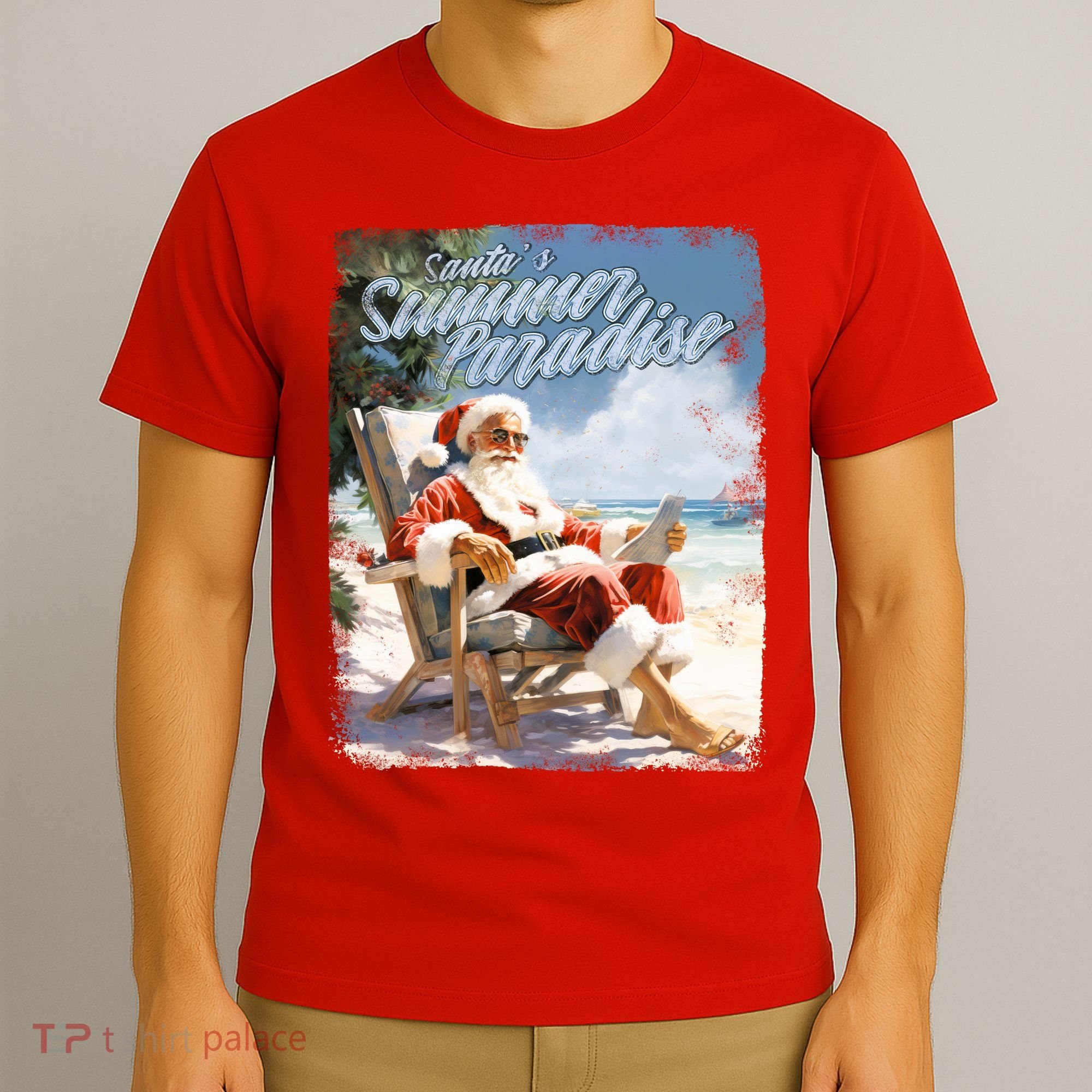 Santa Chillin On The Beach Summer Paradise T-Shirt