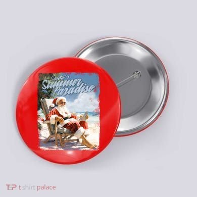 Santa Chillin On The Beach Summer Paradise Button