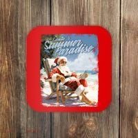 Santa Chillin On The Beach Summer Paradise Coaster thumb 0