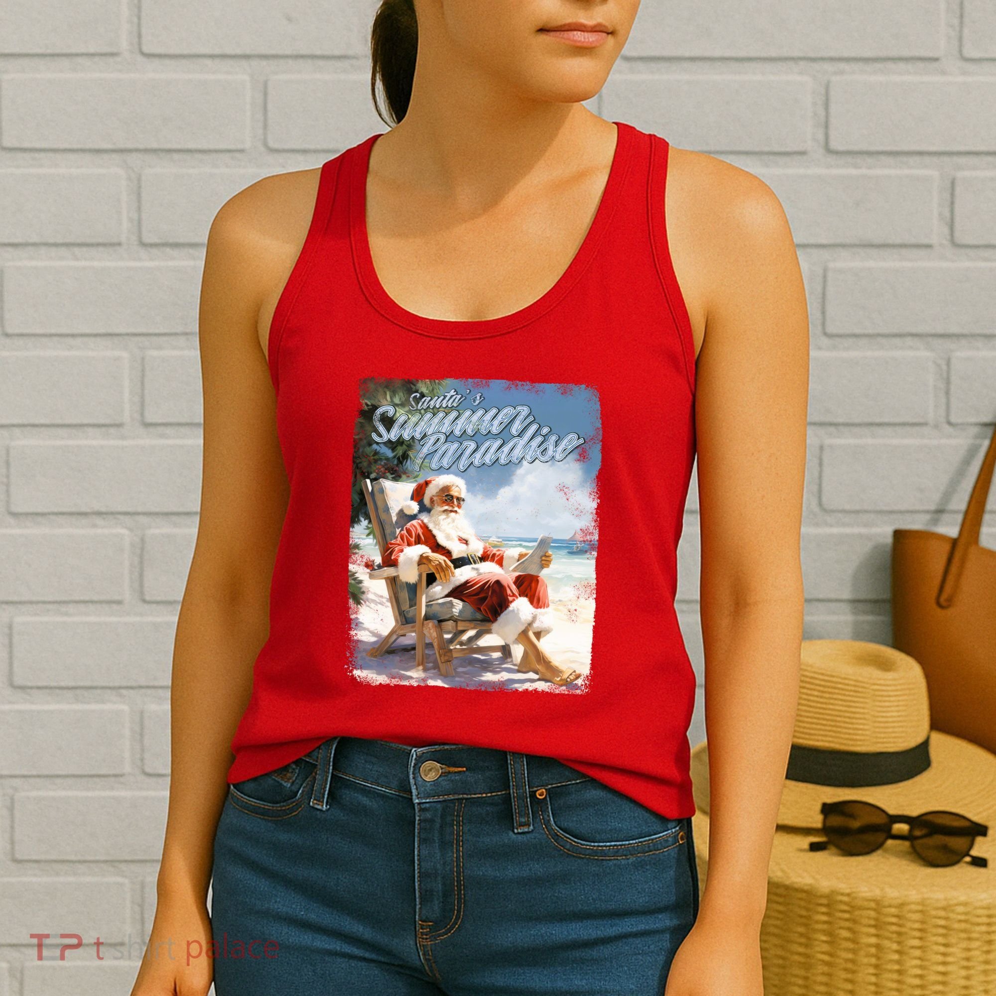 Santa Chillin On The Beach Summer Paradise Women's Tank Top