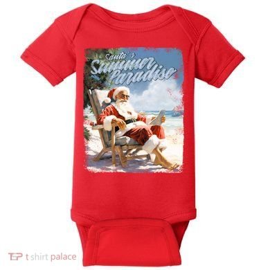 Santa Chillin On The Beach Summer Paradise Baby Bodysuit