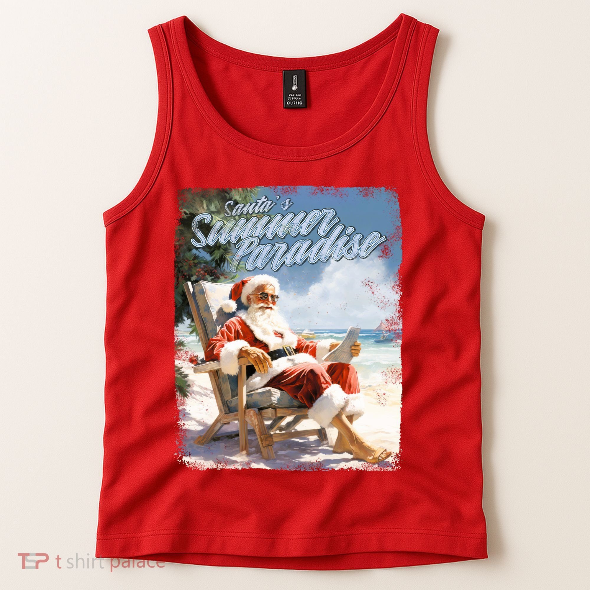 Santa Chillin On The Beach Summer Paradise Tank Top