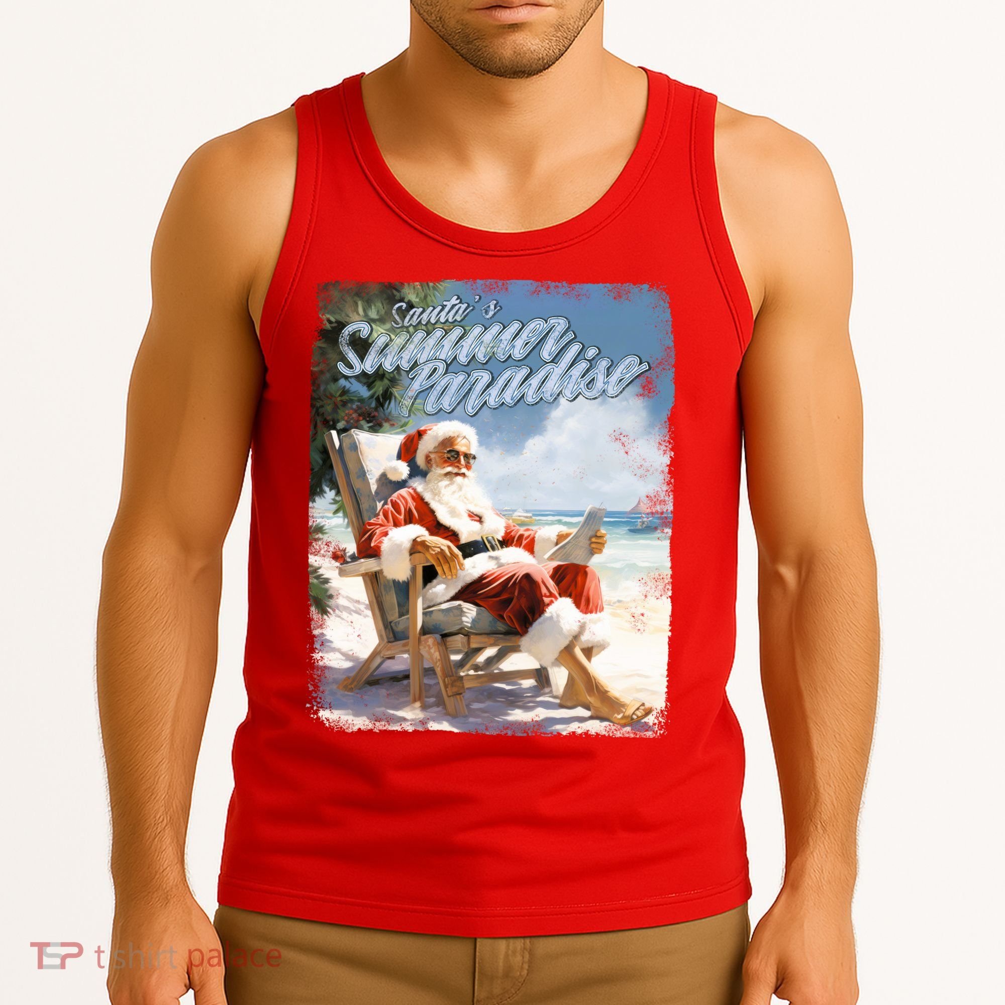Santa Chillin On The Beach Summer Paradise Tank Top