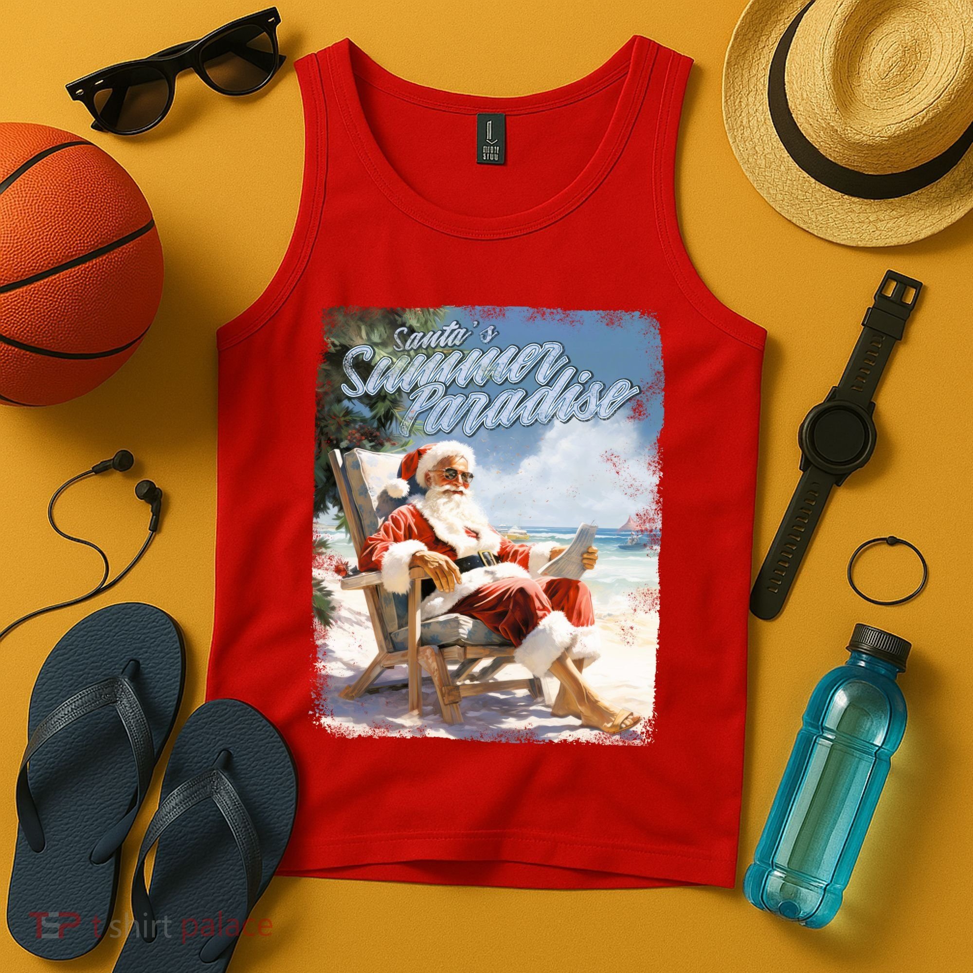 Santa Chillin On The Beach Summer Paradise Tank Top