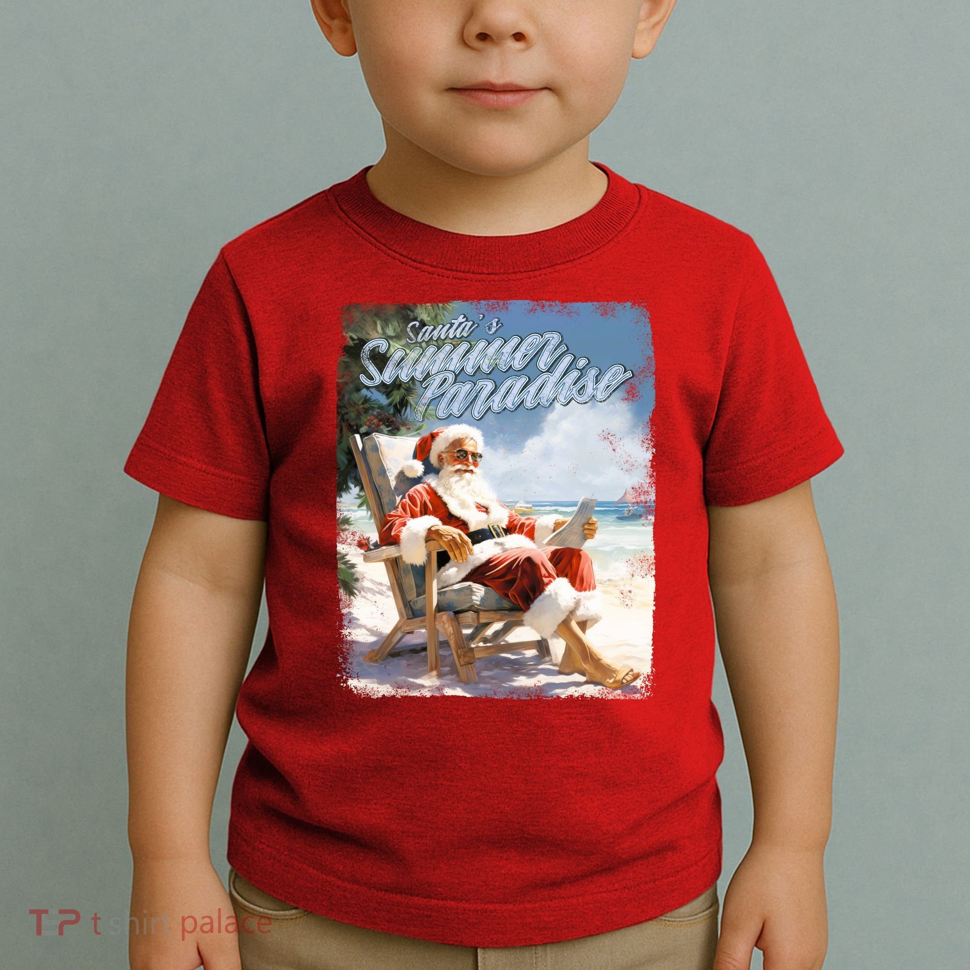 Santa Chillin On The Beach Summer Paradise Toddler T-Shirt