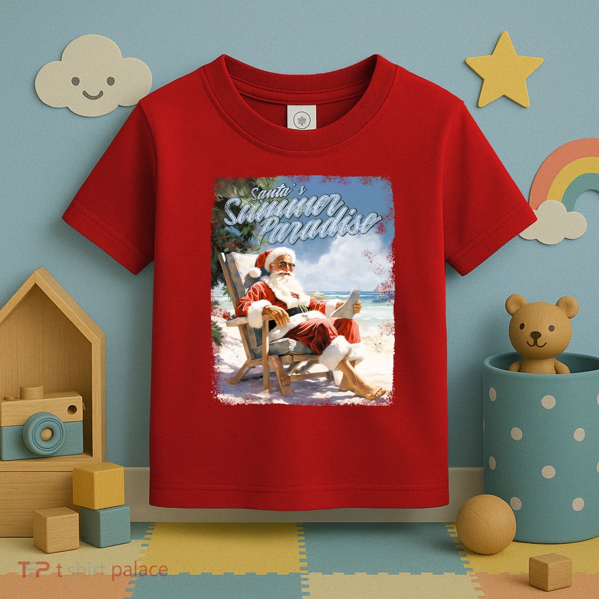 Santa Chillin On The Beach Summer Paradise Toddler T-Shirt