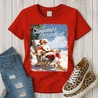 Santa Chillin On The Beach Summer Paradise Women's T-Shirt thumb 3