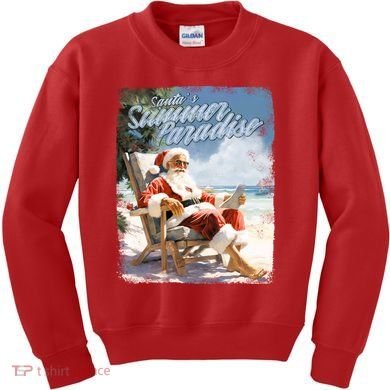 Santa Chillin On The Beach Summer Paradise Kids Sweatshirt