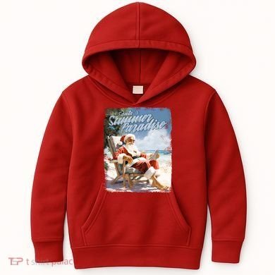 Santa Chillin On The Beach Summer Paradise Kids Hoodie