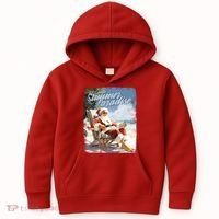 Santa Chillin On The Beach Summer Paradise Kids Hoodie thumb 0