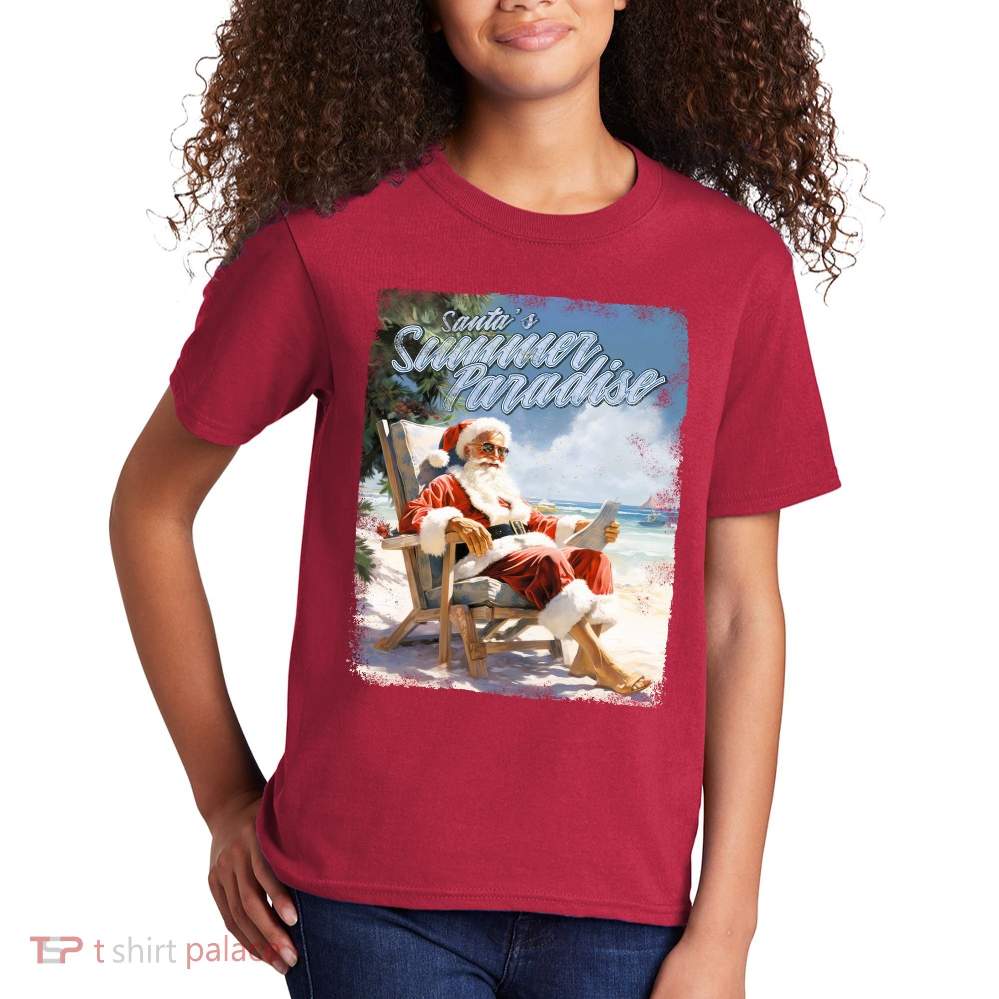 Santa Chillin On The Beach Summer Paradise Kids T-Shirt