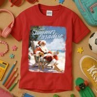 Santa Chillin On The Beach Summer Paradise Kids T-Shirt thumb 3