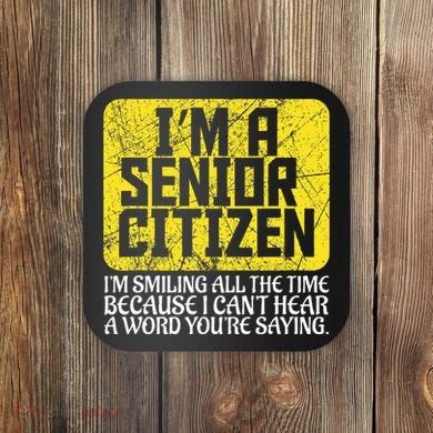 Senior Citizen Old People Hard Of Hearing Elderly Gift Coaster