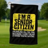 Senior Citizen Old People Hard Of Hearing Elderly Gift Golf Towel thumb 1