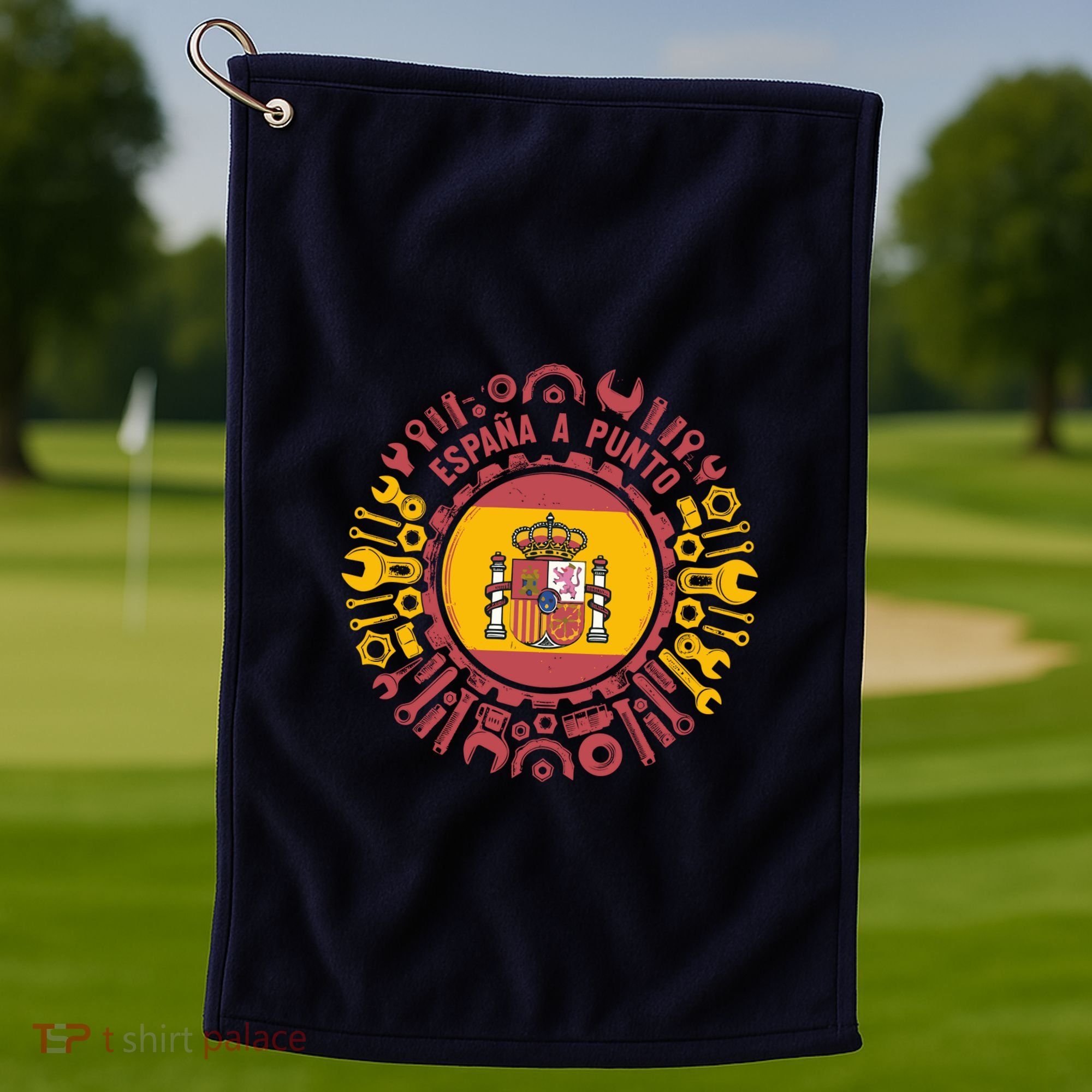 Spanish Coat Of Arms With Tools Golf Towel