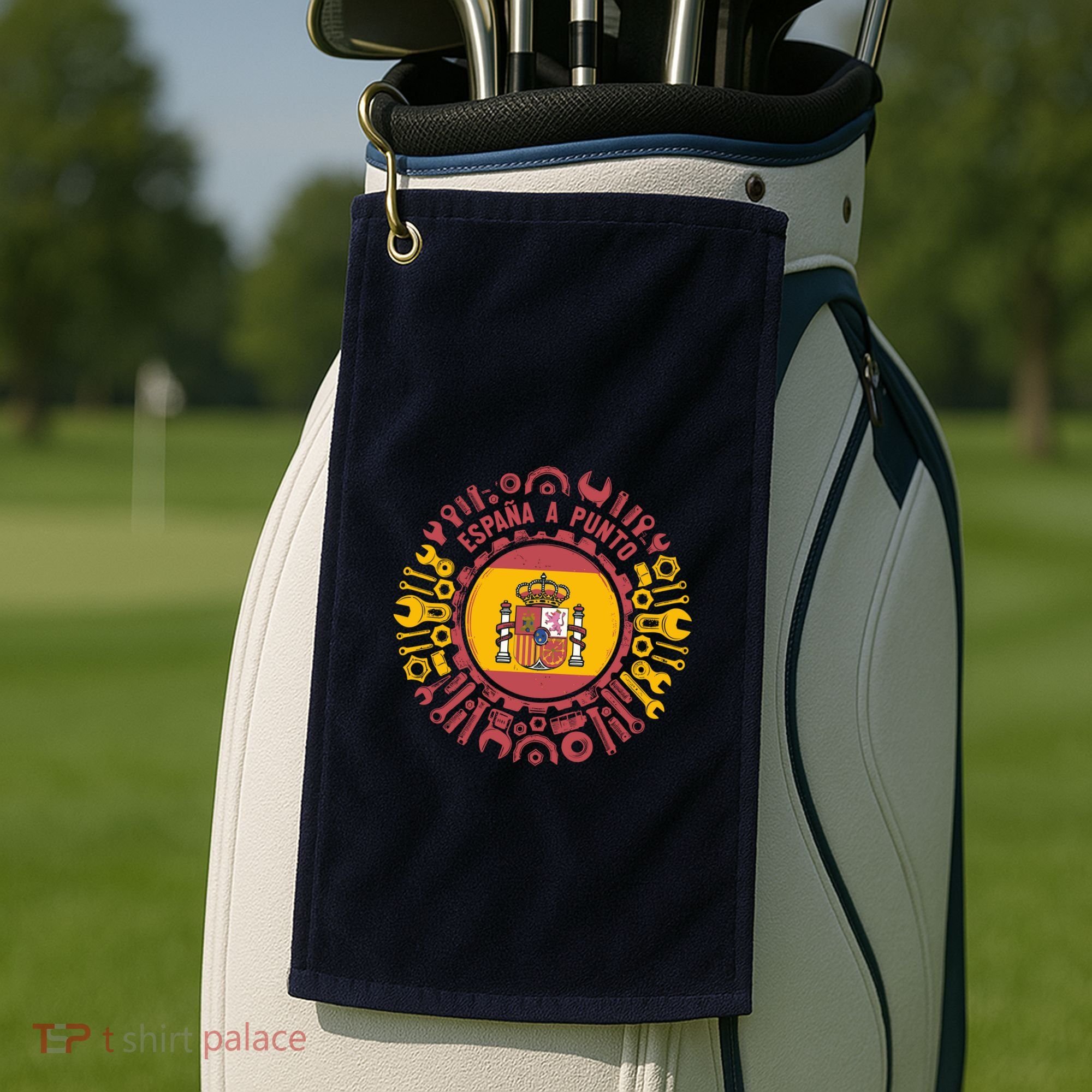 Spanish Coat Of Arms With Tools Golf Towel