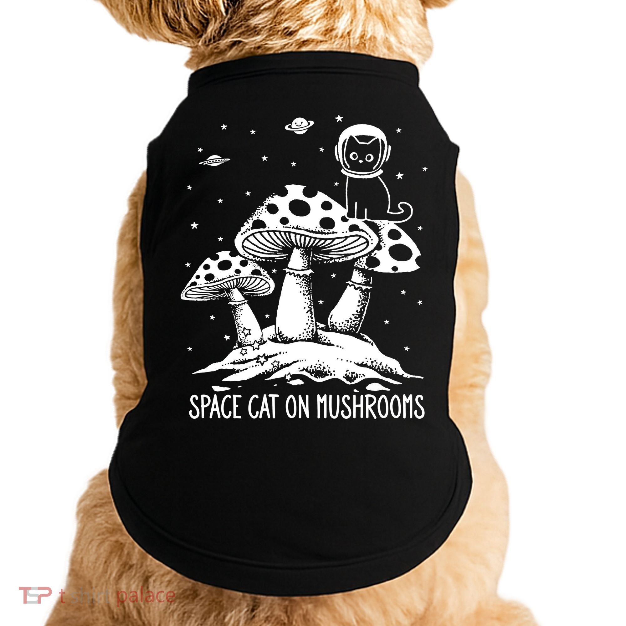 Space Cat On Mushrooms Doggie Tank
