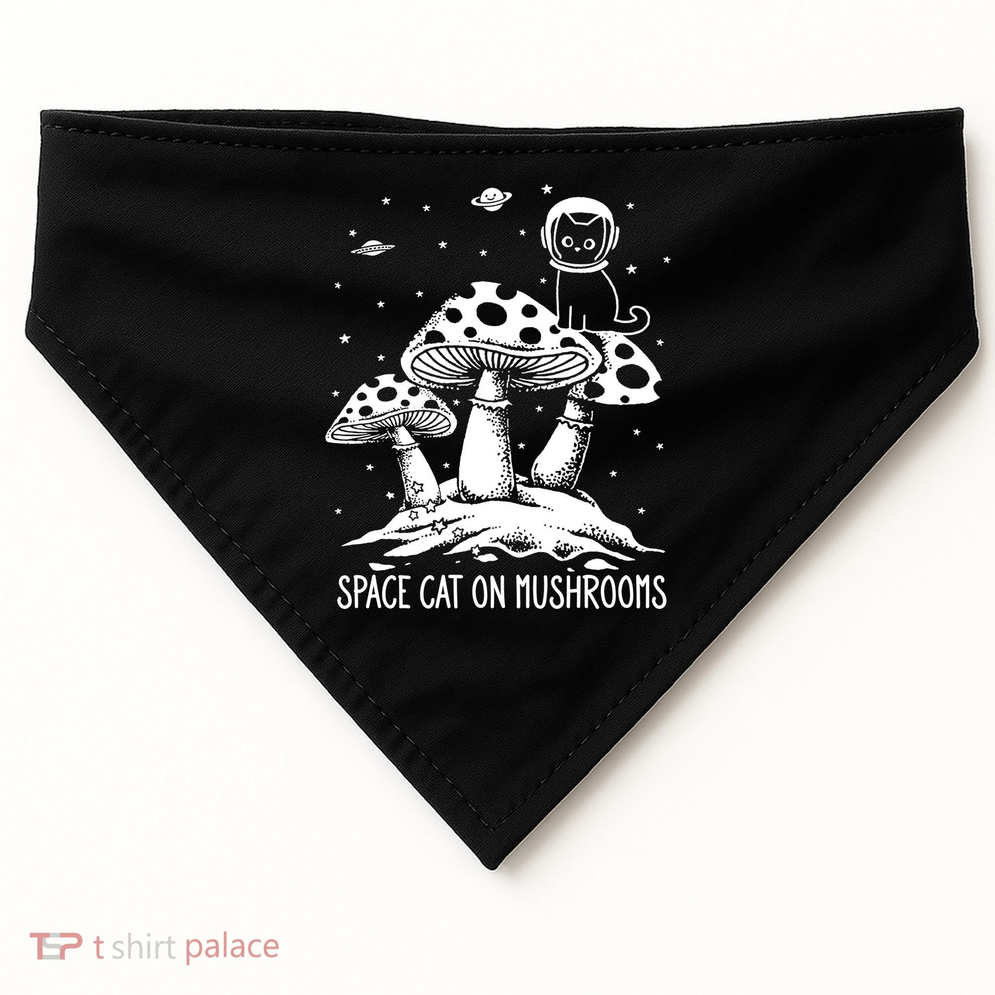Space Cat On Mushrooms USA-Made Doggie Bandana