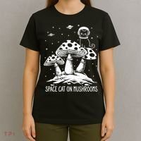 Space Cat On Mushrooms T-Shirt thumb 4