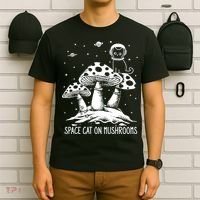 Space Cat On Mushrooms T-Shirt thumb 6