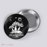 Space Cat On Mushrooms Button thumb 0