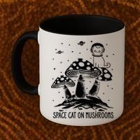 Space Cat On Mushrooms Coffee Mug thumb 2