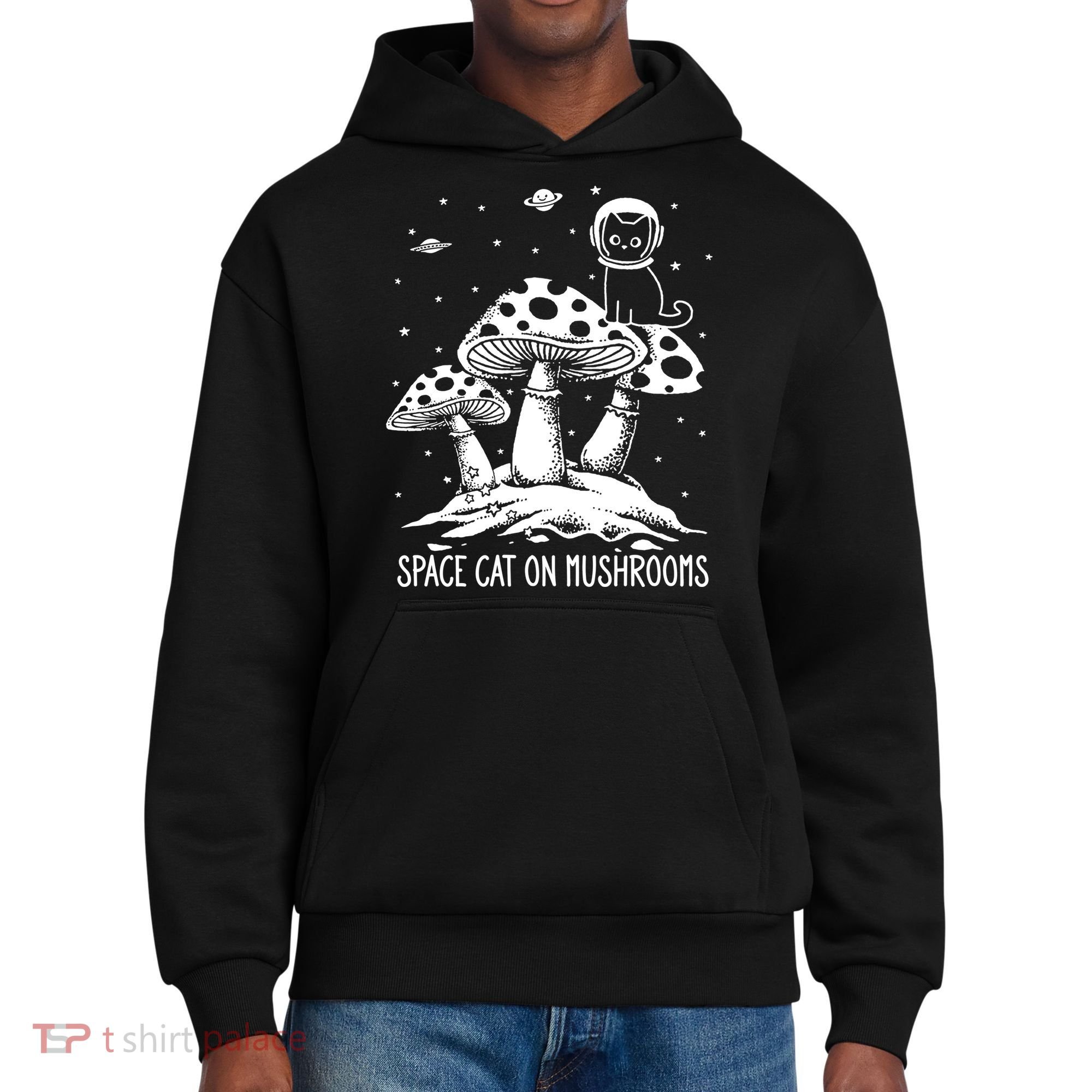 Space Cat On Mushrooms District V.I.T. Heavyweight Hoodie