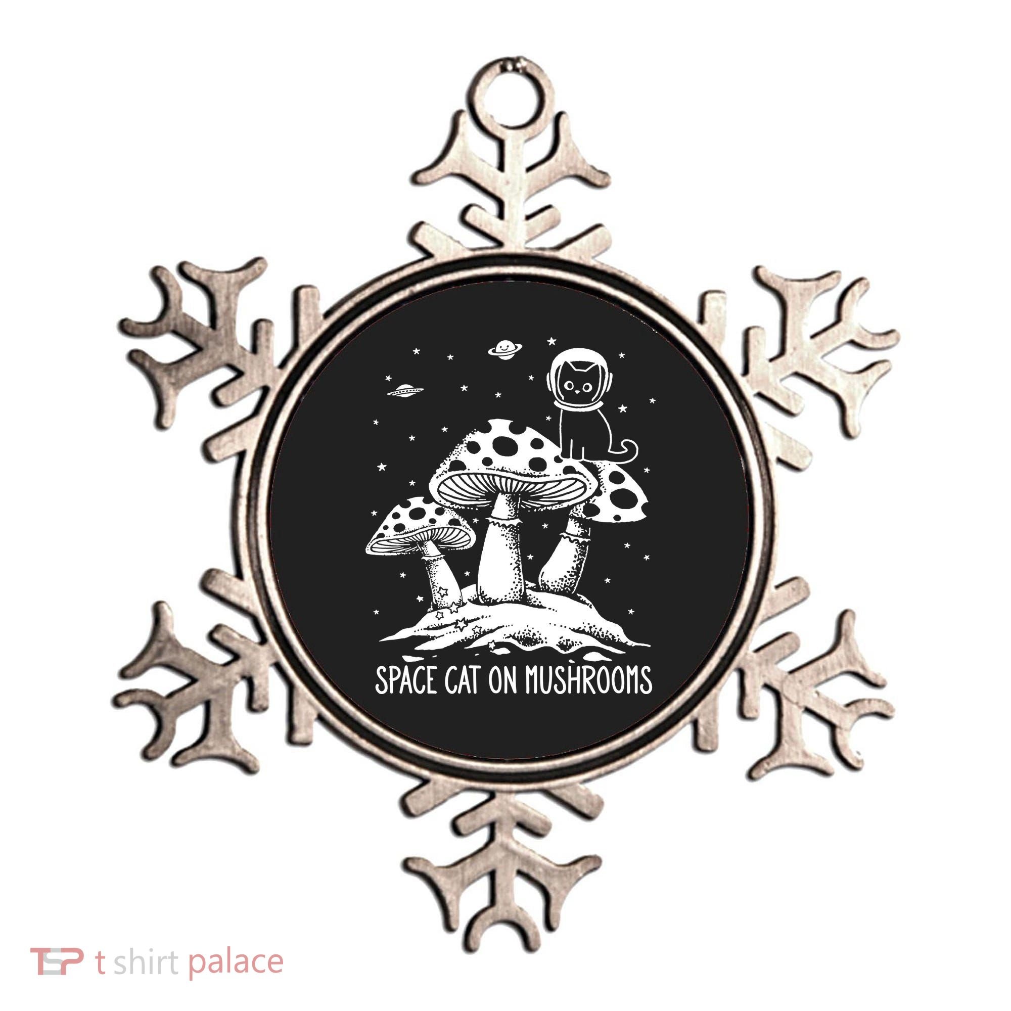 Space Cat On Mushrooms Ornament