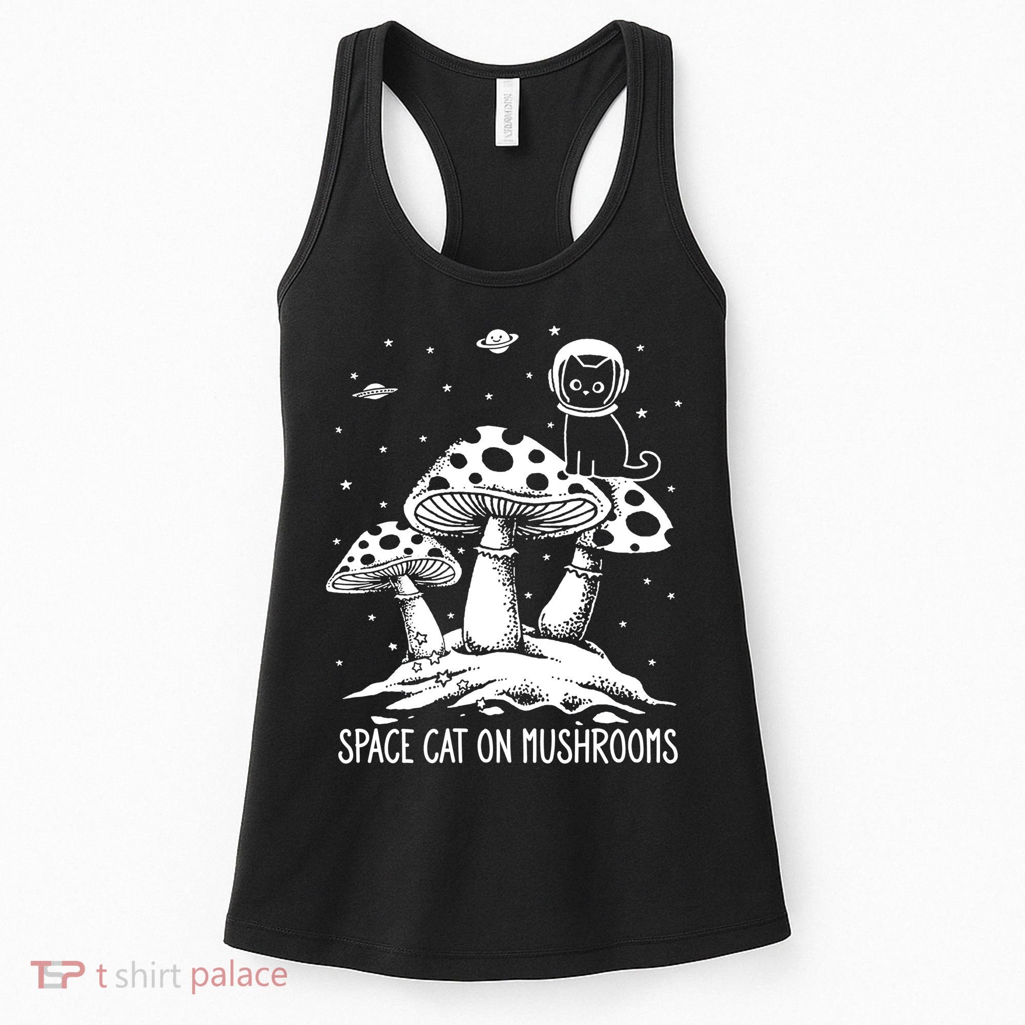 Space Cat On Mushrooms Women's Tank Top