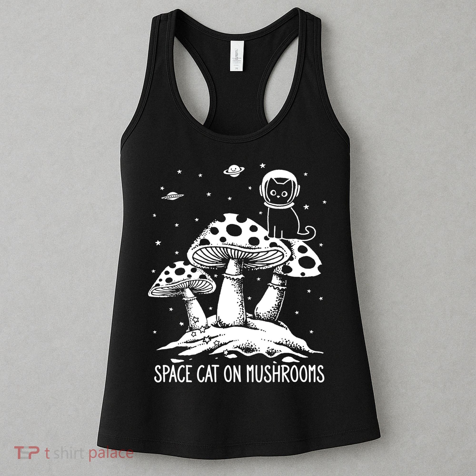 Space Cat On Mushrooms Women's Tank Top