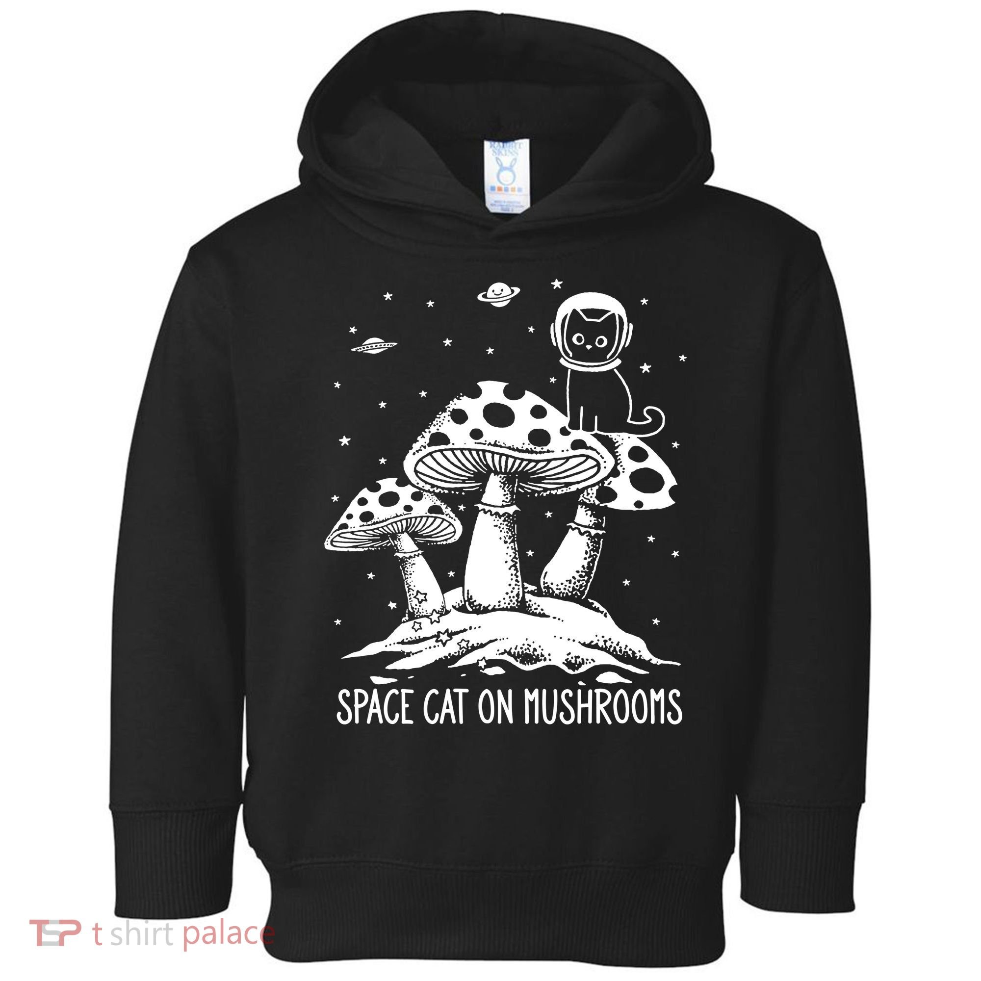 Space Cat On Mushrooms Toddler Hoodie