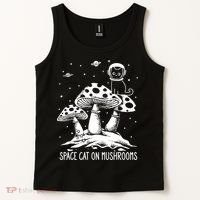 Space Cat On Mushrooms Tank Top thumb 2